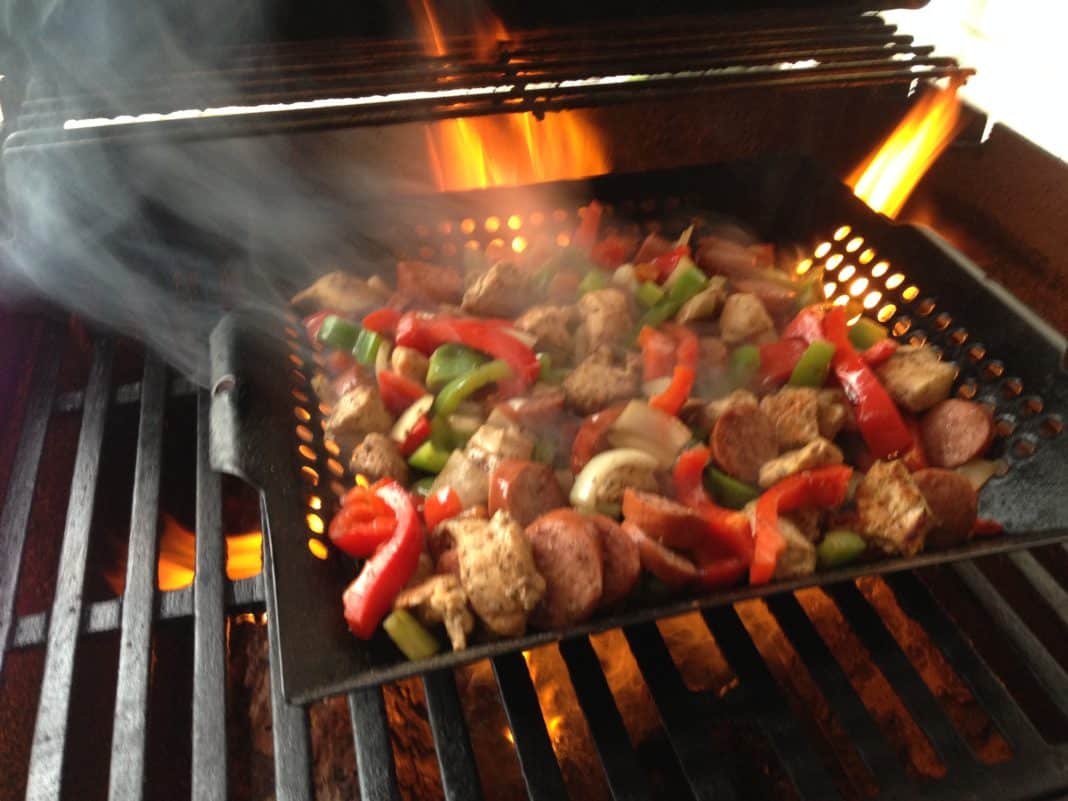 Fire-licked Chicken and Sausage Stir Fry